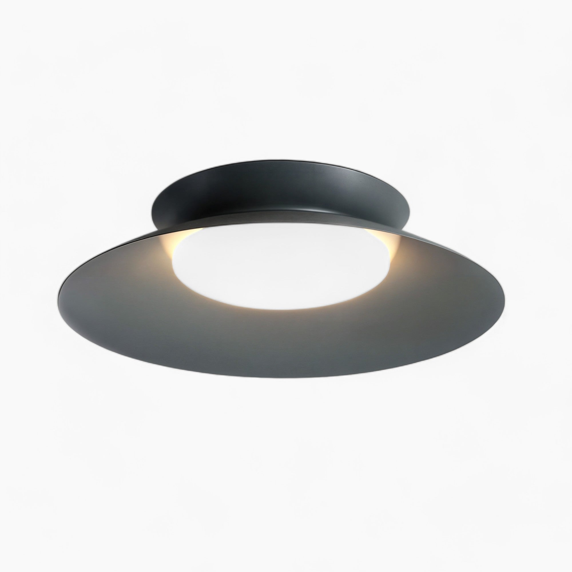 Zeitgenössische Metallkegel-Deckenleuchte, integrierte LED, dunkelgrau/weiß/grau-blau