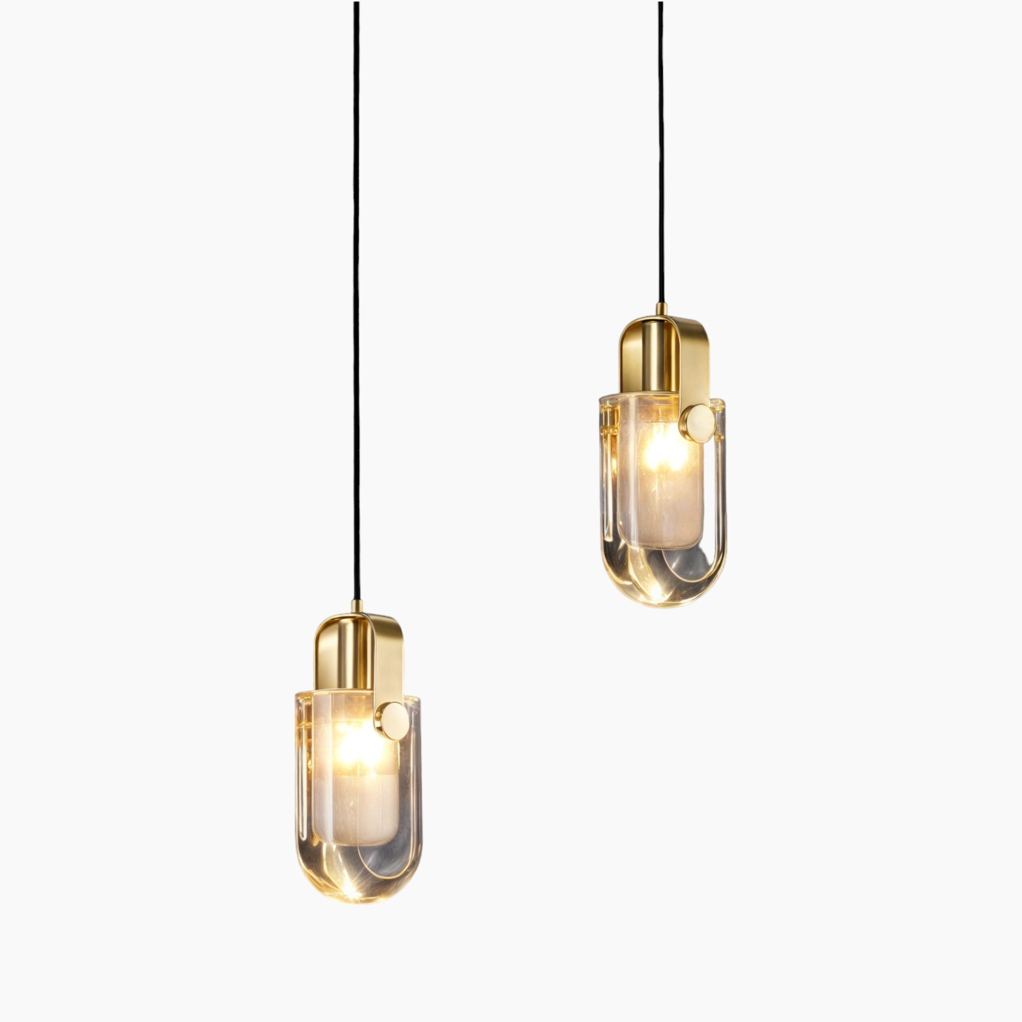 Moderne Gold Oval Kristall Pendelleuchte, Kupfer & Glas, LED, 3 Lichtfarben