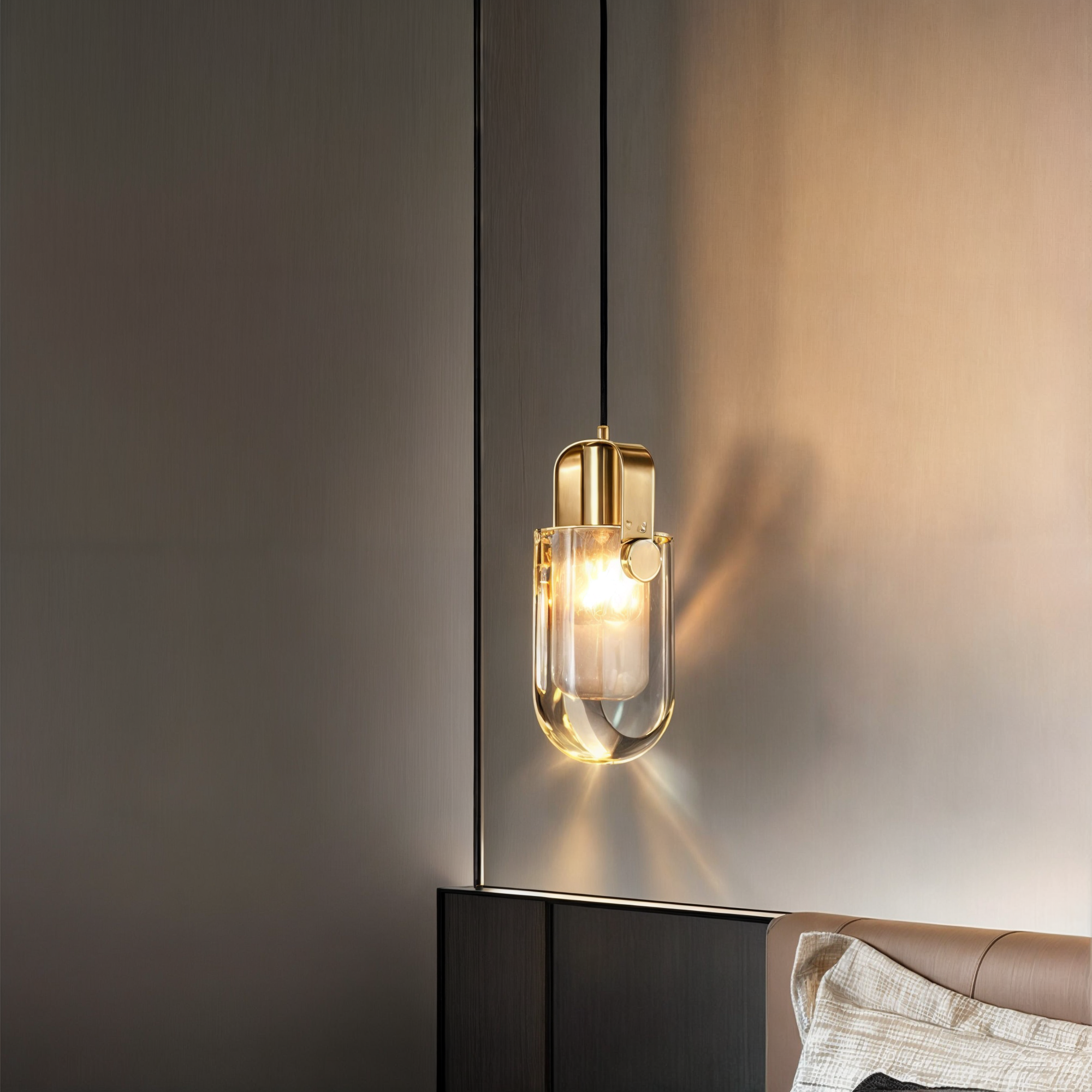 Moderne Gold Oval Kristall Pendelleuchte, Kupfer & Glas, LED, 3 Lichtfarben