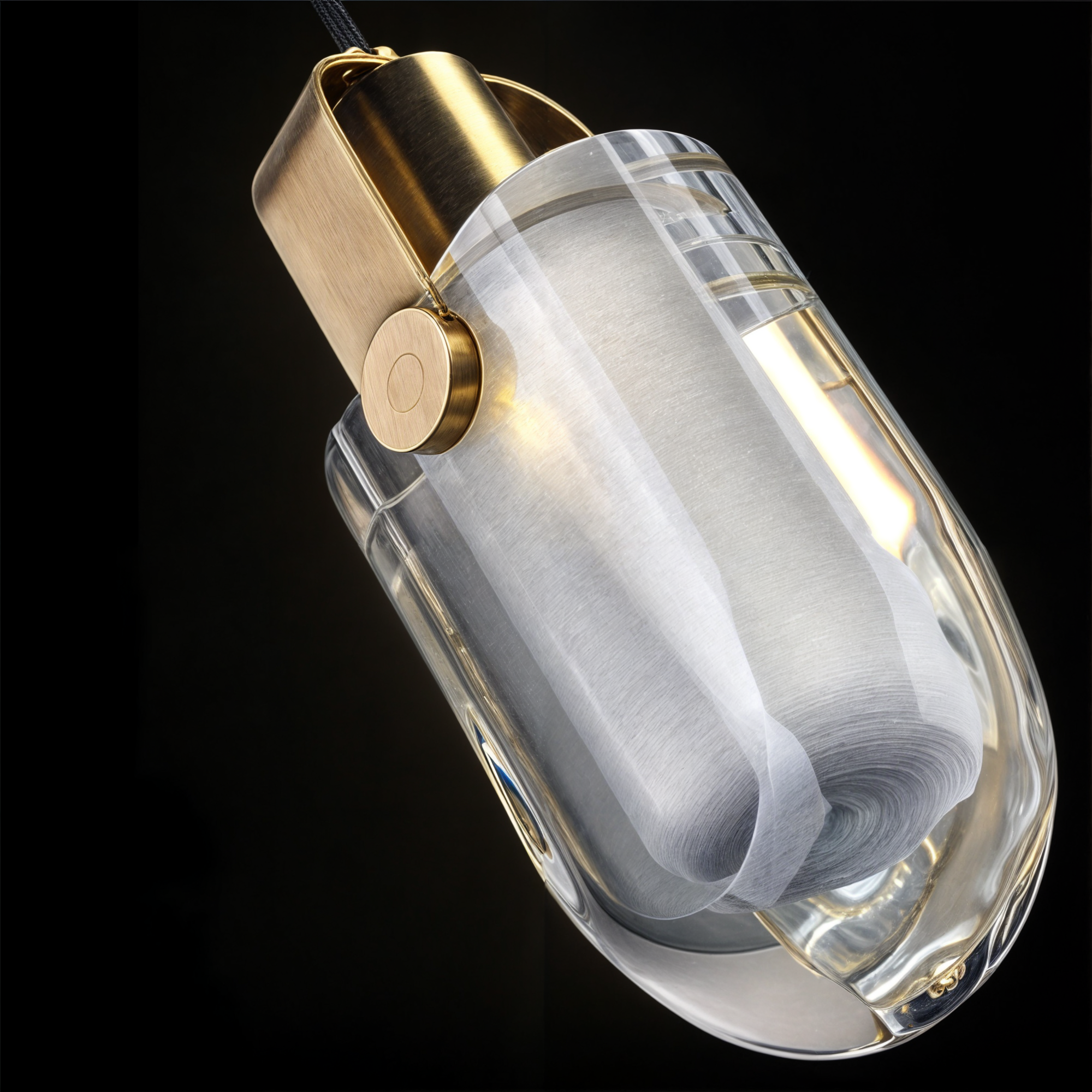 Moderne Gold Oval Kristall Pendelleuchte, Kupfer & Glas, LED, 3 Lichtfarben