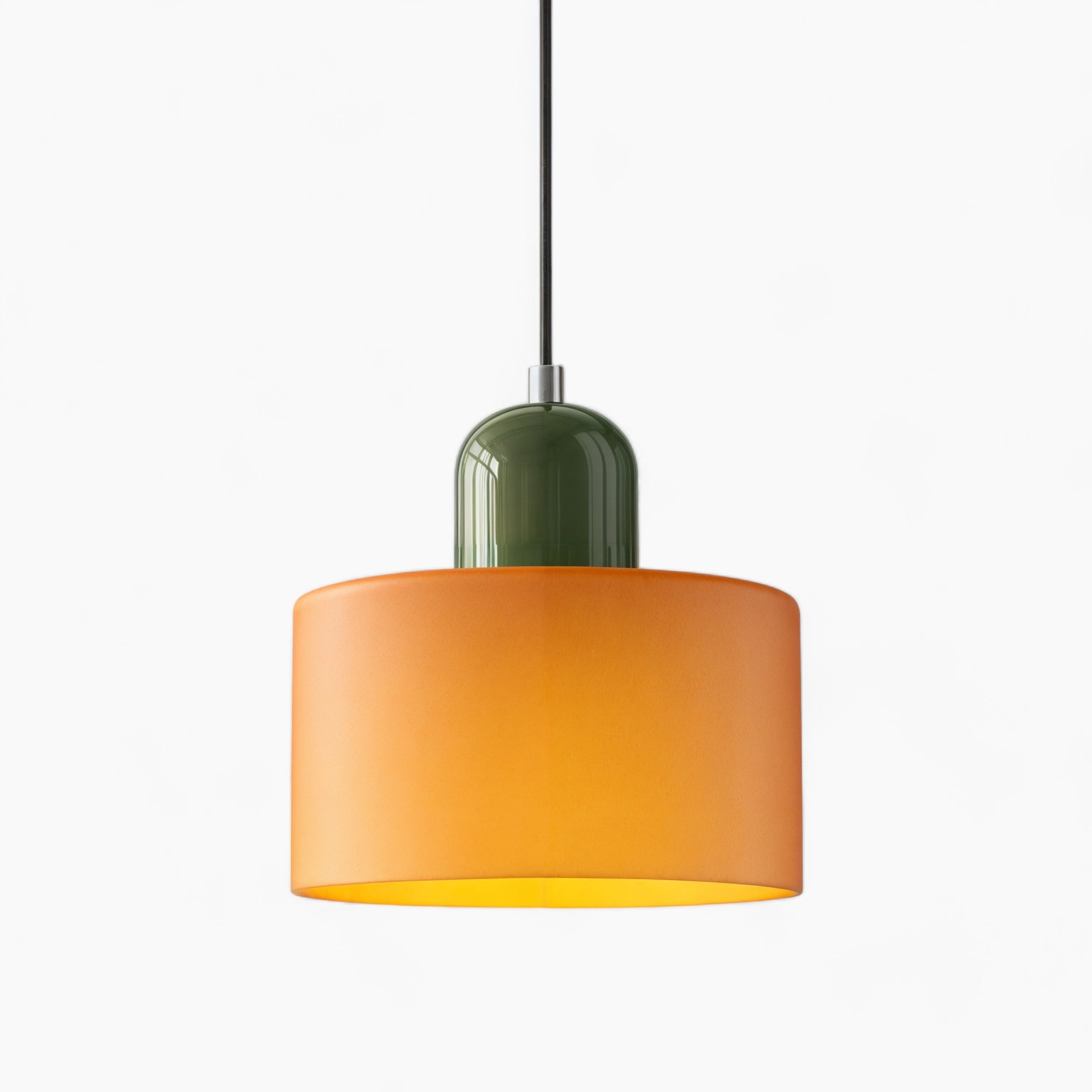 Kleine orange Glas Pendelleuchte, E27, max. 12W, höhenverstellbar, modern