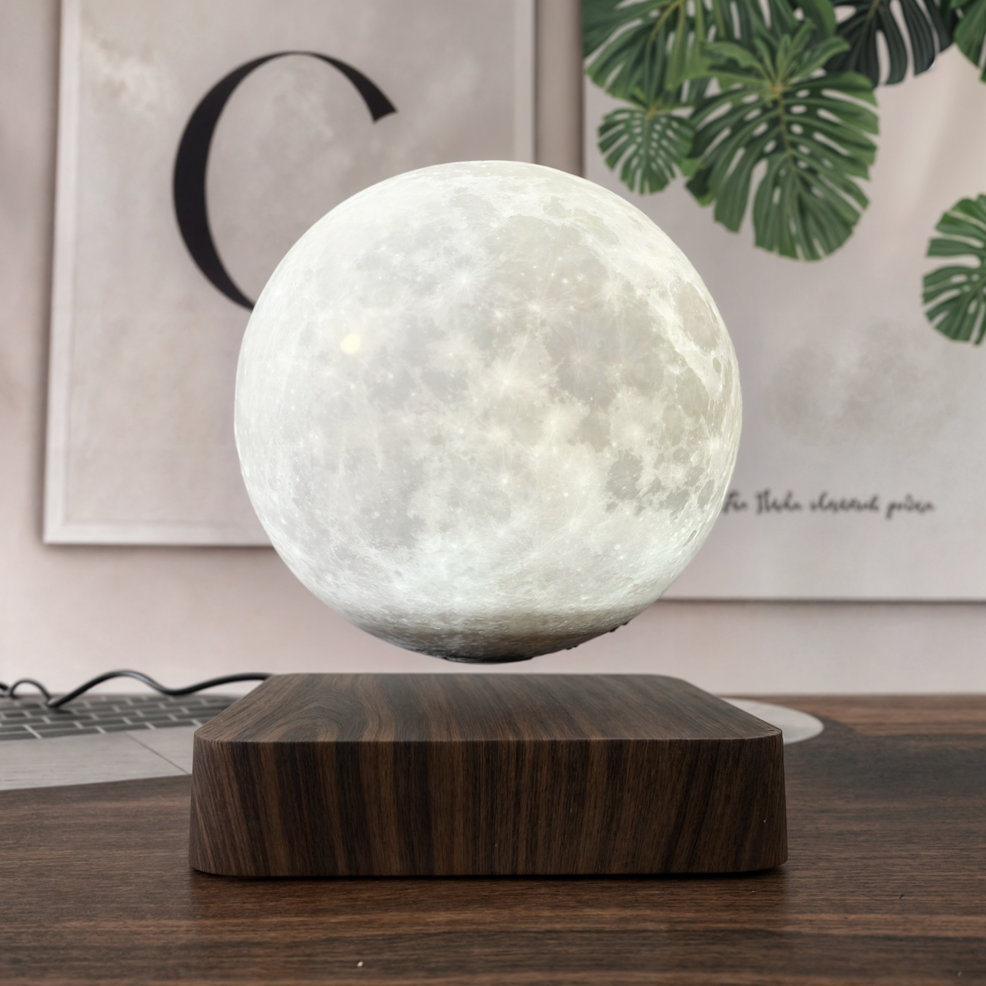 Schwebende Mondlampe – 3D Gedrucktes LED Nachtlicht, Touch & Fernbedienung, Magnetische Levitation