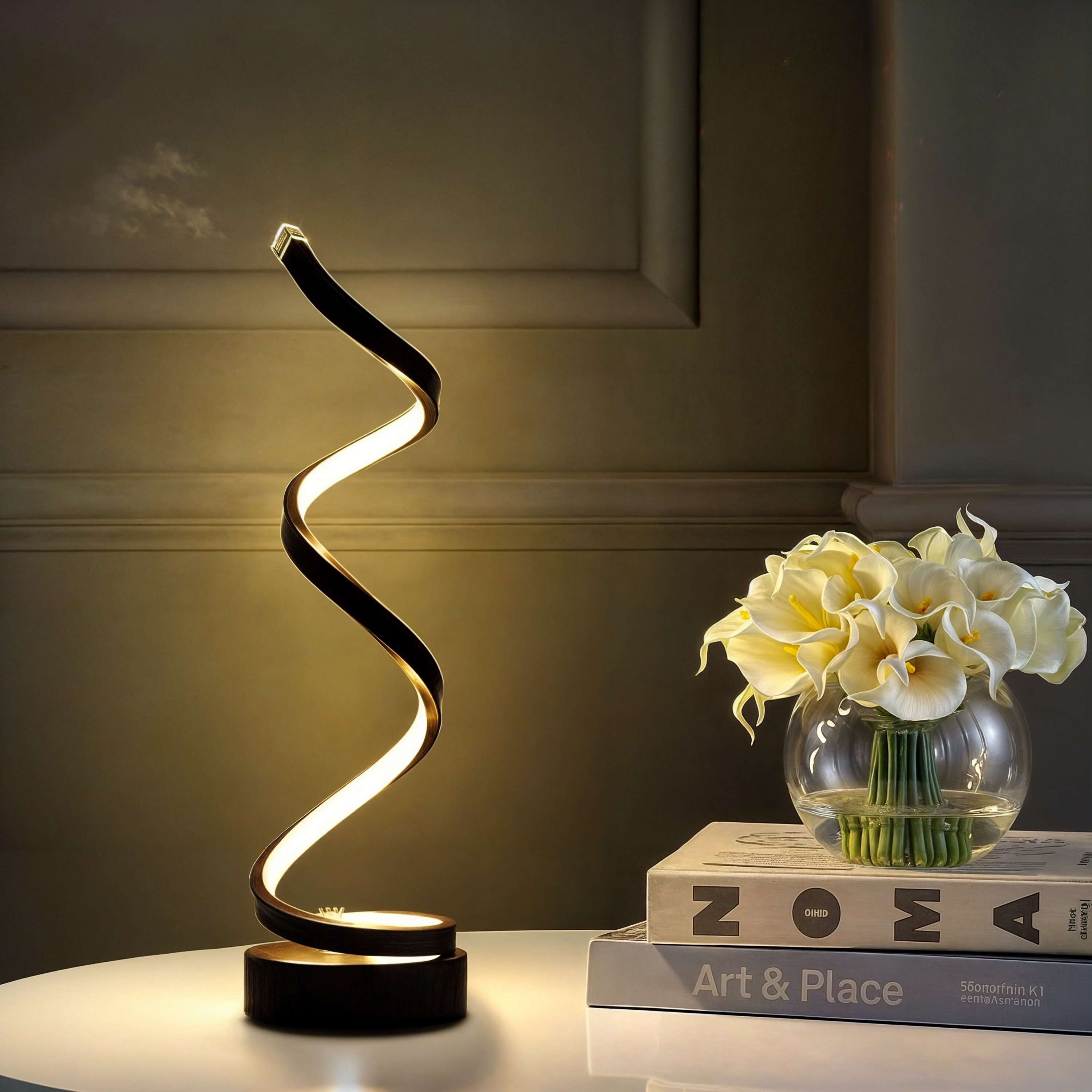 Gebogene LED Schreibtischlampe, Augenschutz, Warm/Dreifarbig, Dimmbar