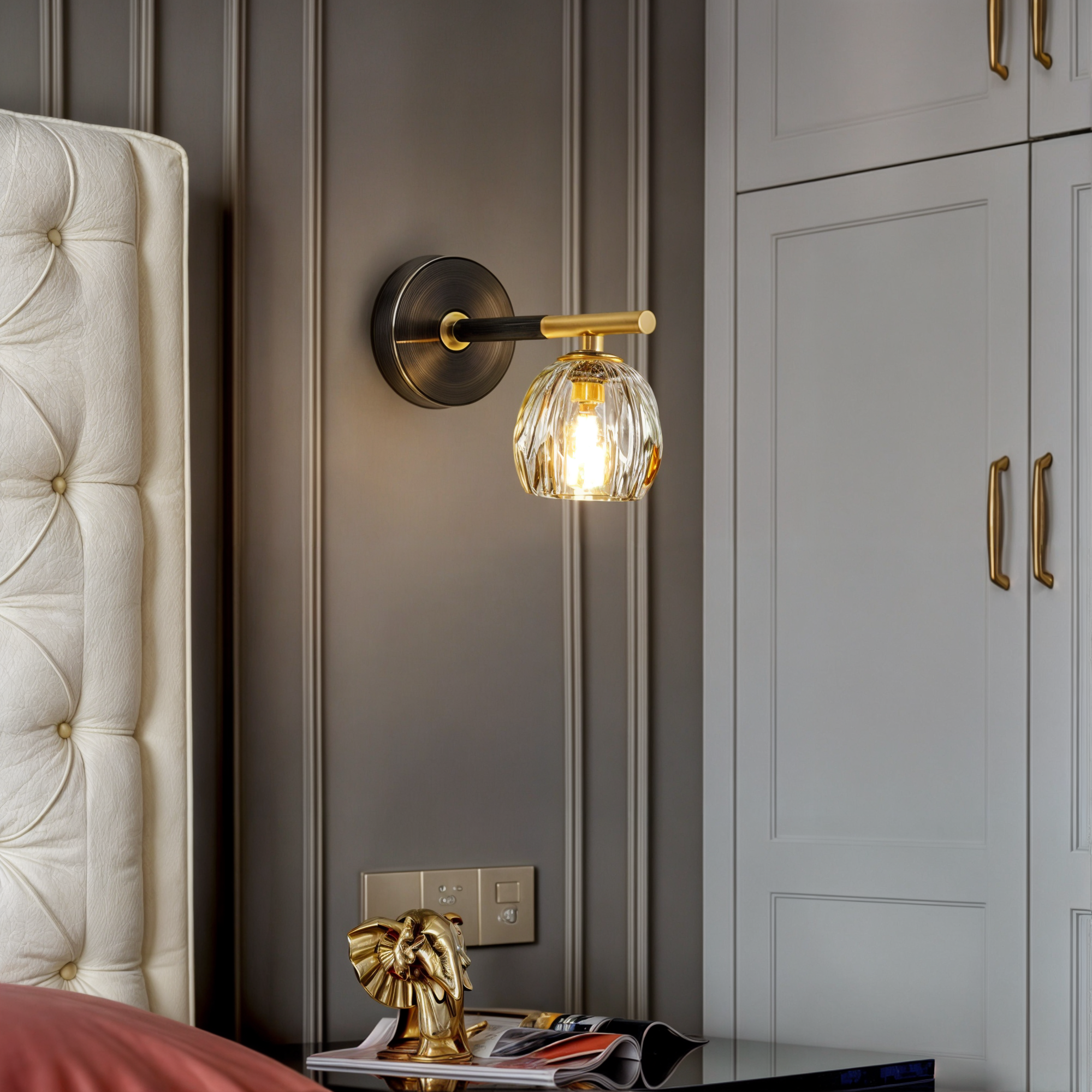 Moderne Kupferkugel-Wandleuchte, G9 LED, warmes/kaltes Licht, RoHS-zertifiziert