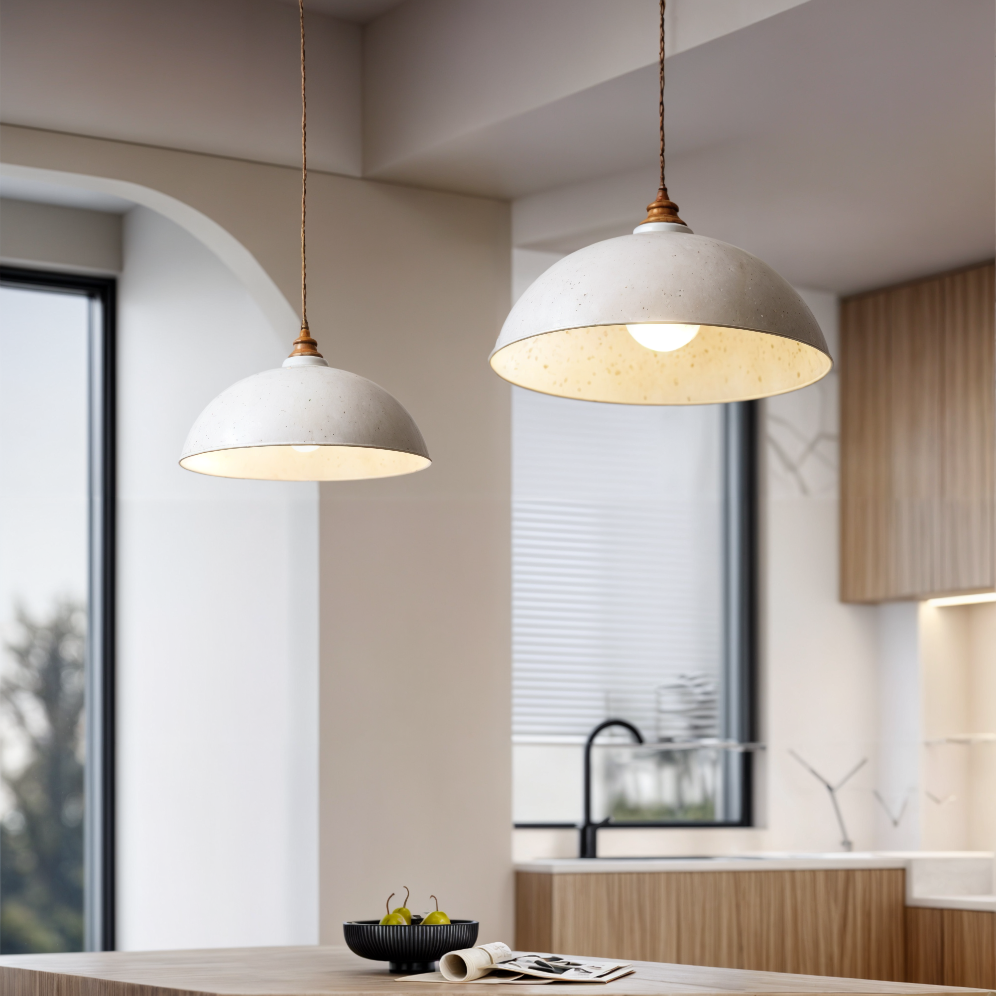 Modern Pendant Light White Wrought Iron - E27 Socket, Warm and White Light, Adjustable Height, Semi-Flush Mount