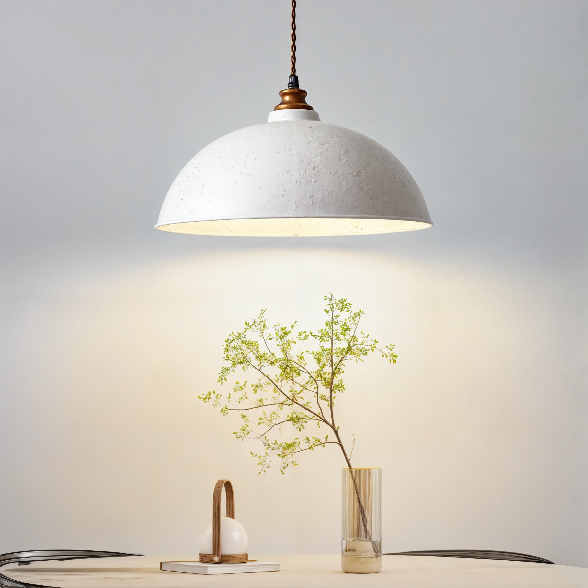 Modern Pendant Light White Wrought Iron - E27 Socket, Warm and White Light, Adjustable Height, Semi-Flush Mount