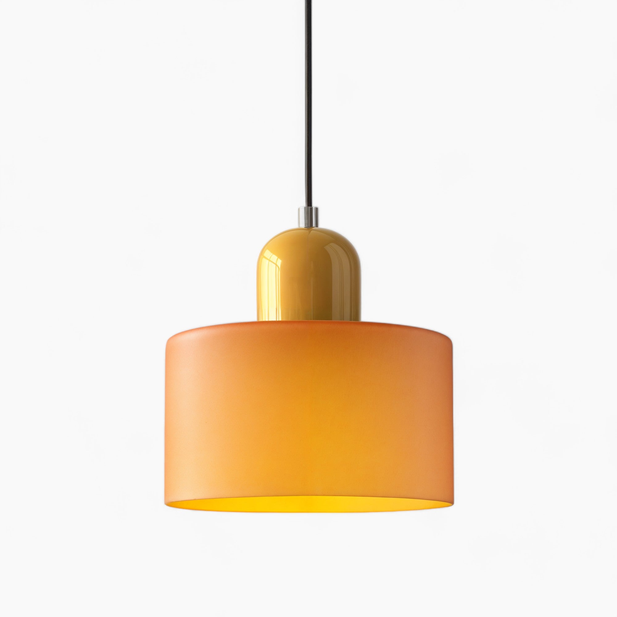 Kleine orange Glas Pendelleuchte, E27, max. 12W, höhenverstellbar, modern