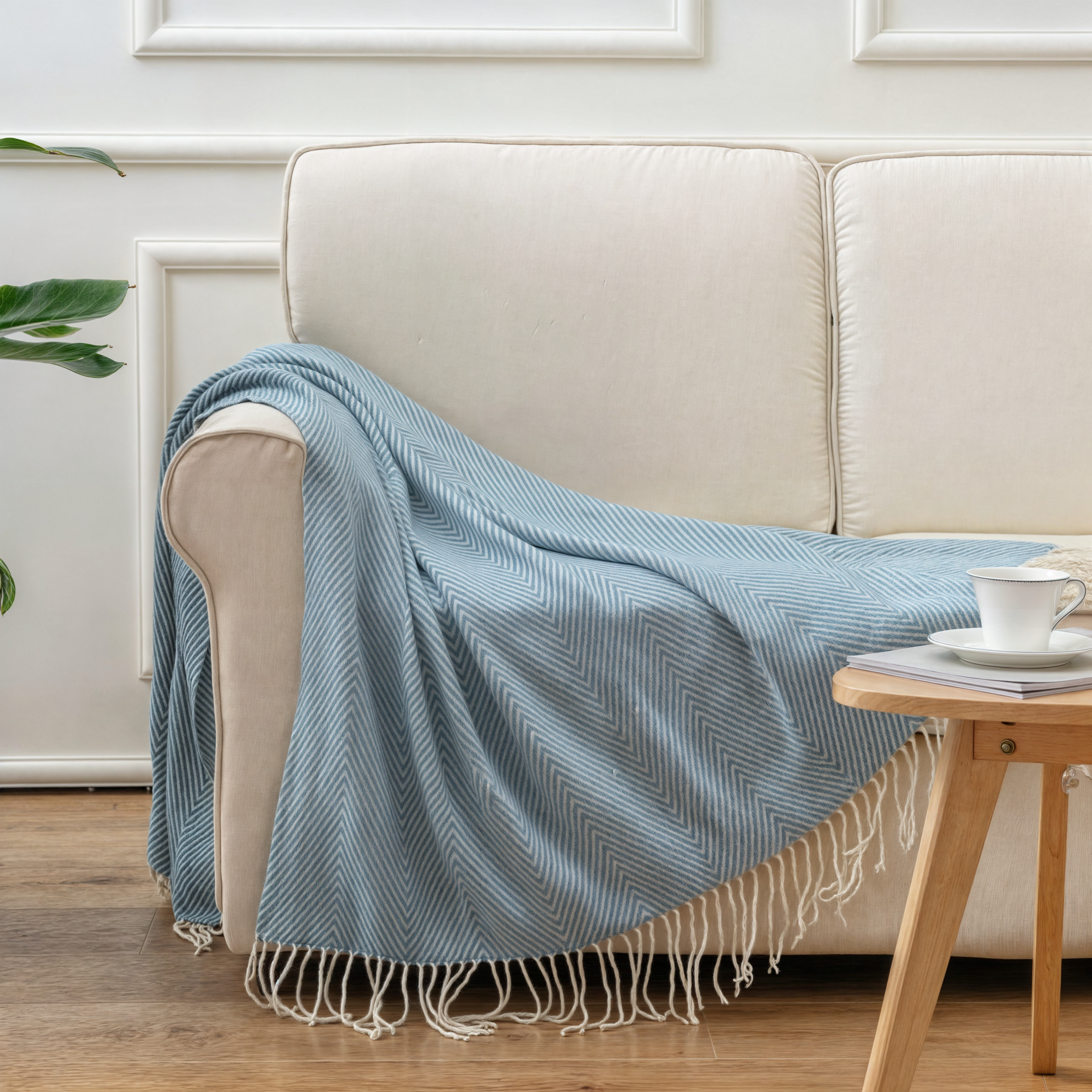 Kuschelige Decke | Weiches Acryl, Gestreiftes Muster, Nur chemische Reinigung