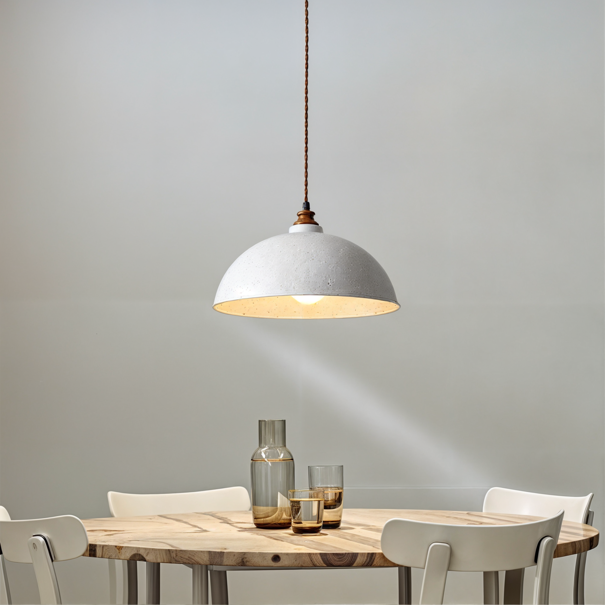 Modern Pendant Light White Wrought Iron - E27 Socket, Warm and White Light, Adjustable Height, Semi-Flush Mount