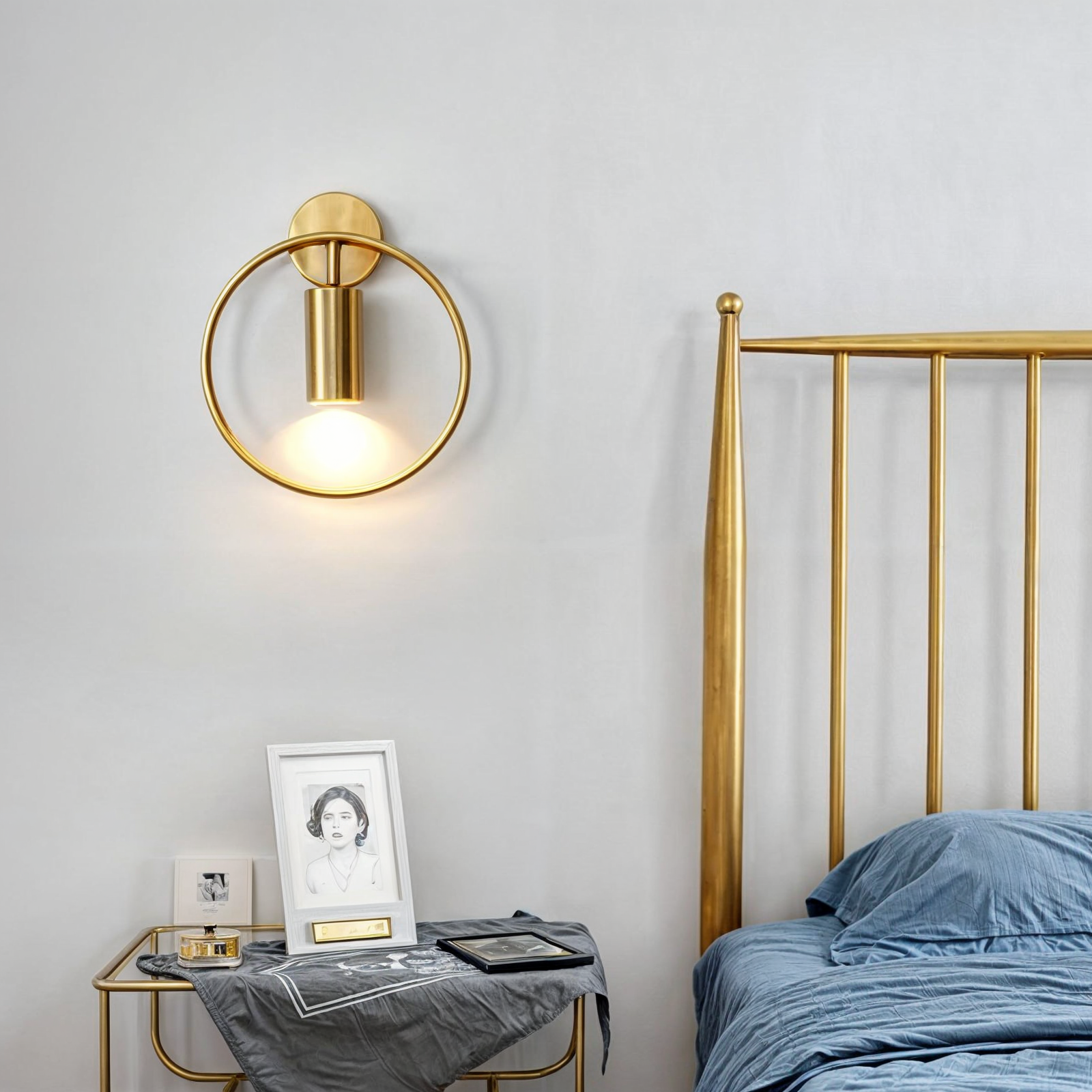 Wandleuchte | Modernes Eisen & Glas, Schwarz/Gold, LED, 17W, warmes/natürliches Licht