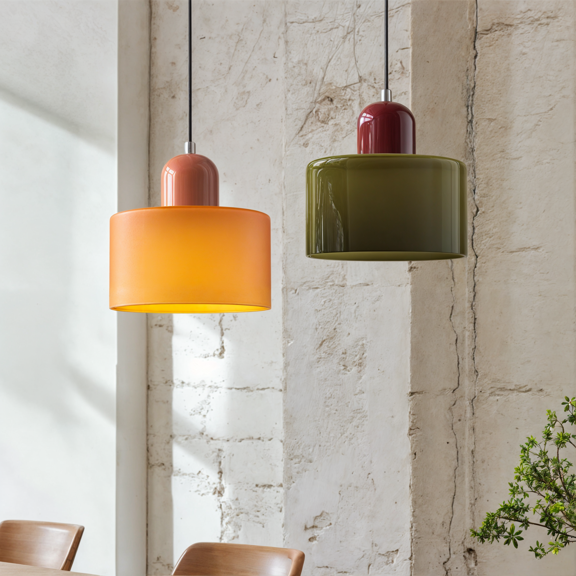 Kleine orange Glas Pendelleuchte, E27, max. 12W, höhenverstellbar, modern