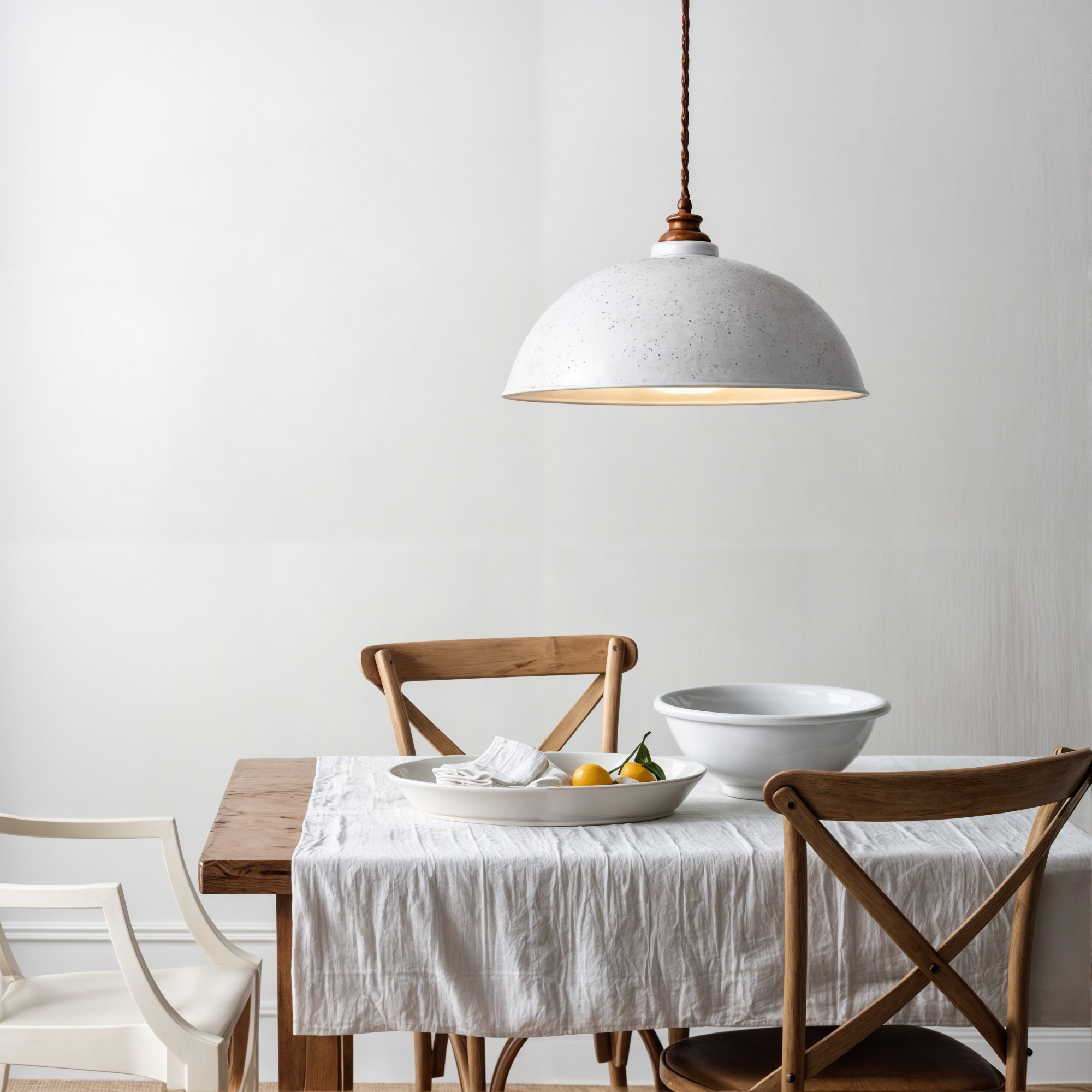 Modern Pendant Light White Wrought Iron - E27 Socket, Warm and White Light, Adjustable Height, Semi-Flush Mount