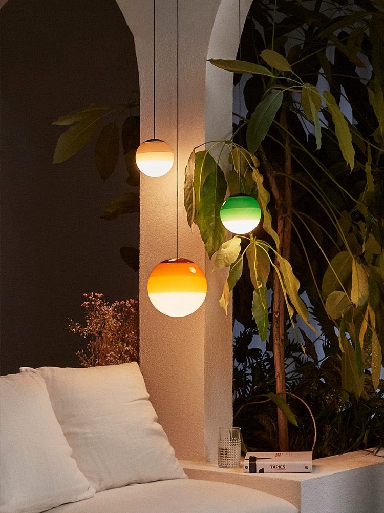 Moderne LED-Pendelleuchte, dimmbar, gebürstetes Nickel, E27, Glas-Stein