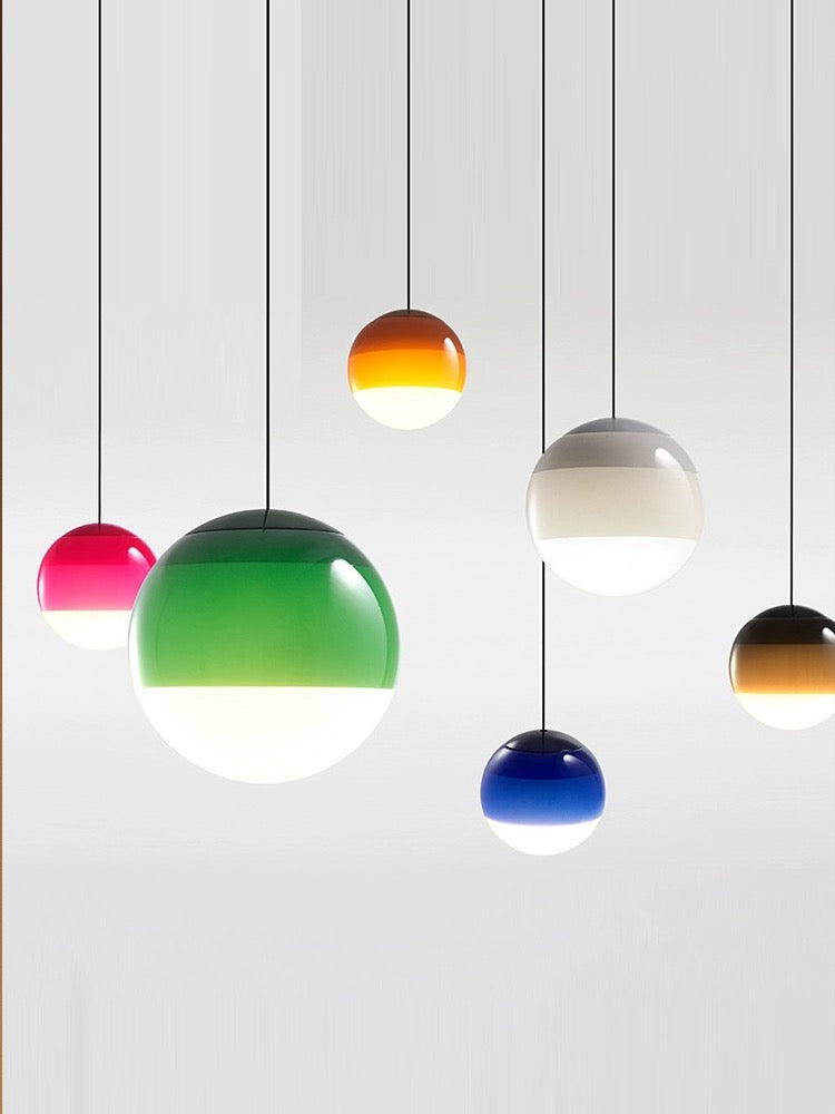 Moderne LED-Pendelleuchte, dimmbar, gebürstetes Nickel, E27, Glas-Stein