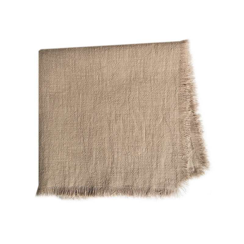 Serviette aus einfarbiger Ramie-Baumwolle mit Fransenrand