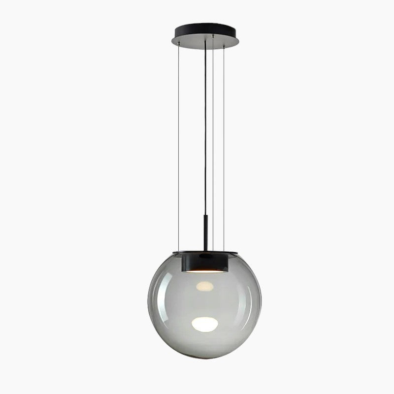 Moderne LED-Pendelleuchte mit galvanisiertem Metallgehäuse und luxuriösem Glaslampenschirm, AC-betrieben - Knopfschalter