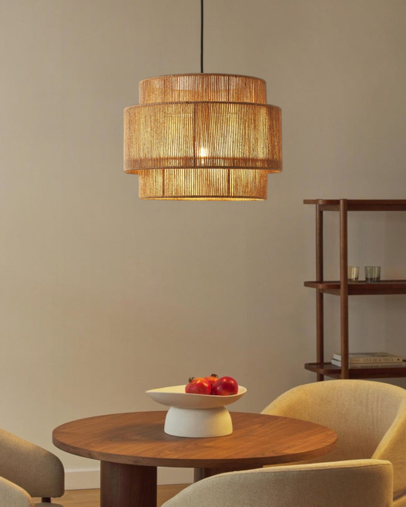 Cecillia – Hängelampe aus Jute mit natürlichem Look, Ø30 cm, H45 cm