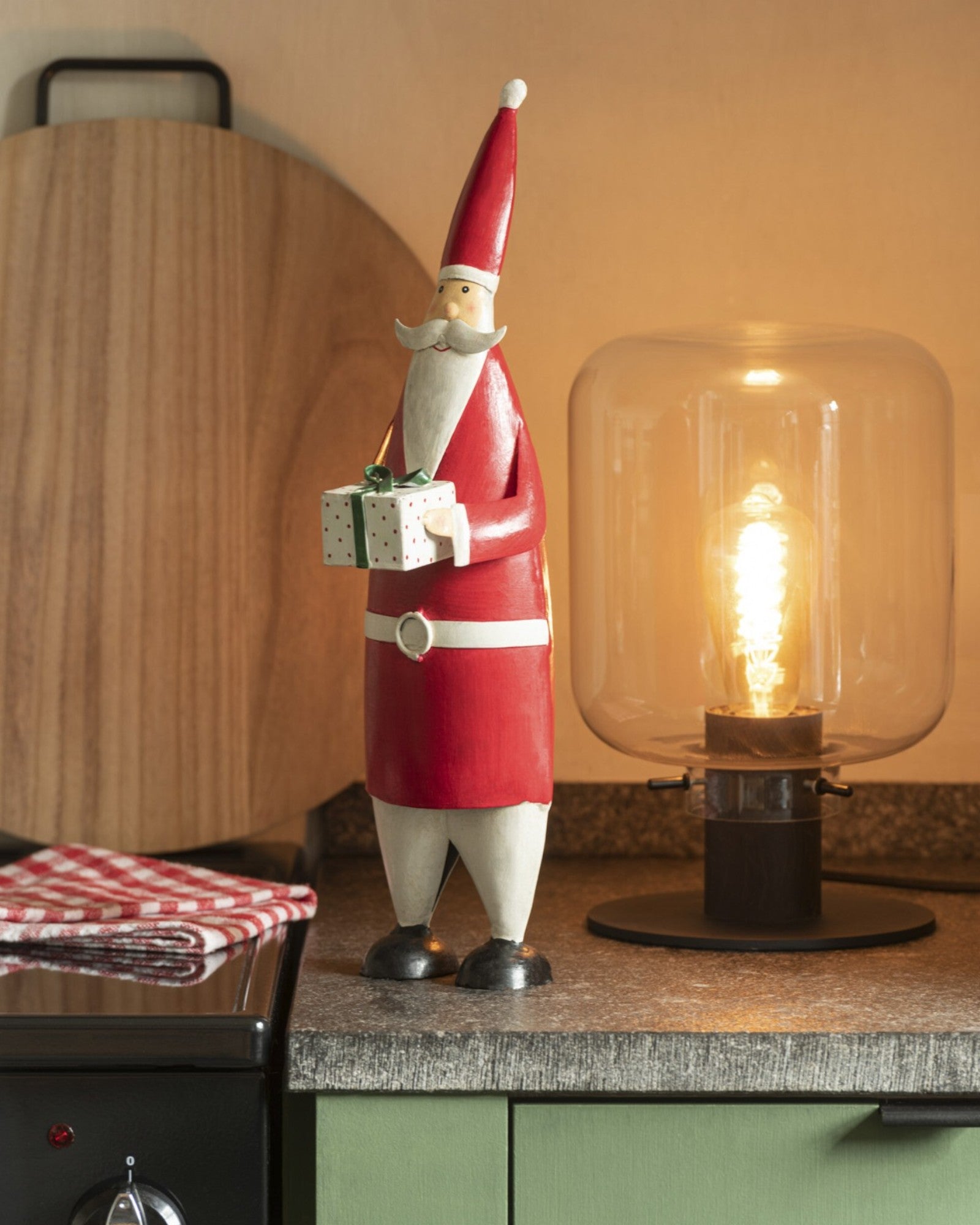 J-Line Kiyu Tischleuchte - Glas/Metall - Transparent/Schwarz - Modern