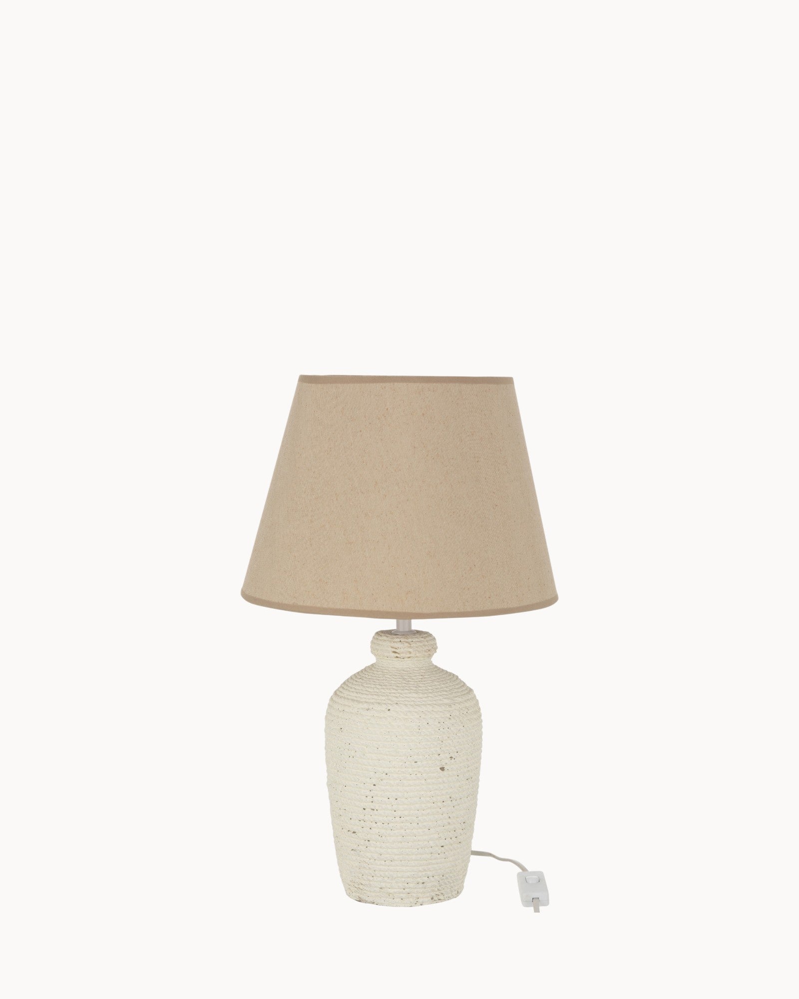 J-Line Lampe Esmee – Zement und Textil – Weiß/Beige – Elegant für Innen und Außen