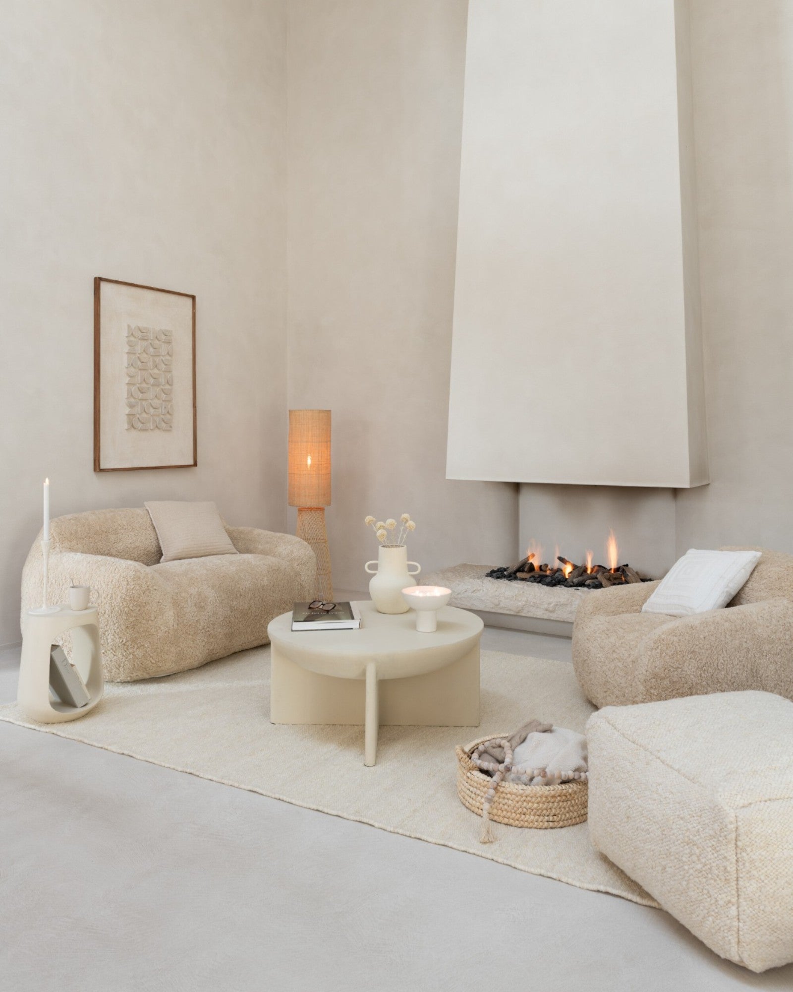 J-Line Sofa Shearl Polyester Creme – Groß, Beige, Modern