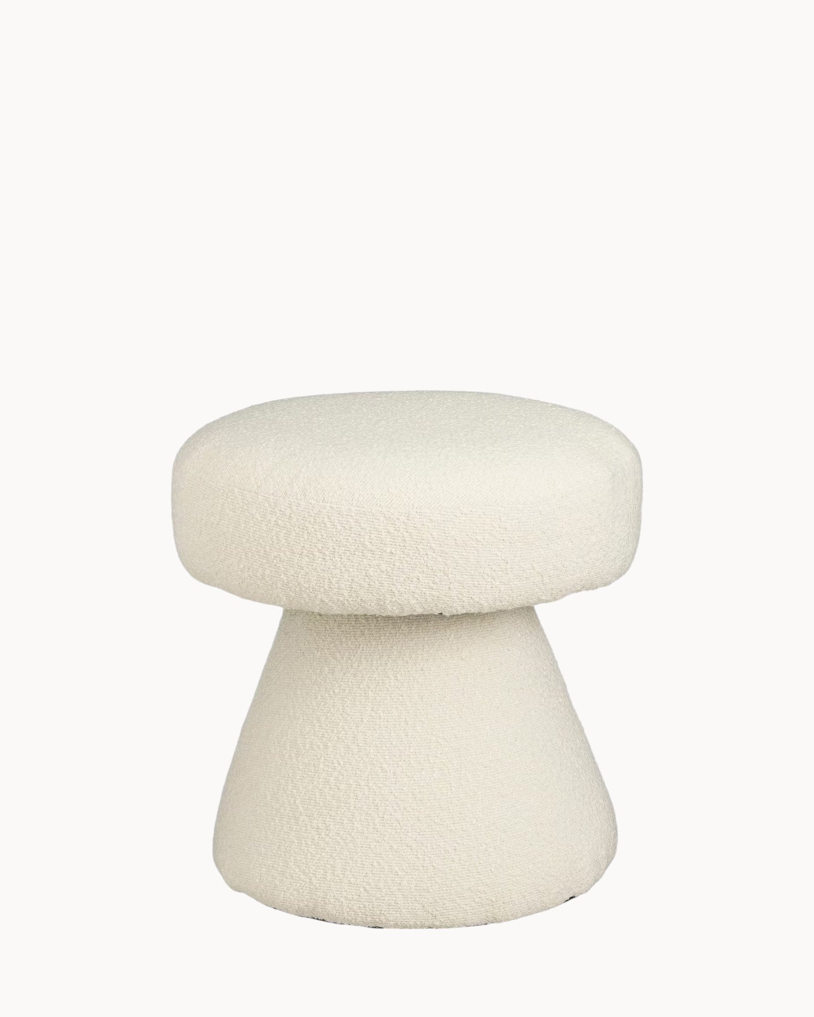 Mica Decorations – Pouf Bouclé Weiß – Hocker Ø49 x H46 cm – Max. 80 kg