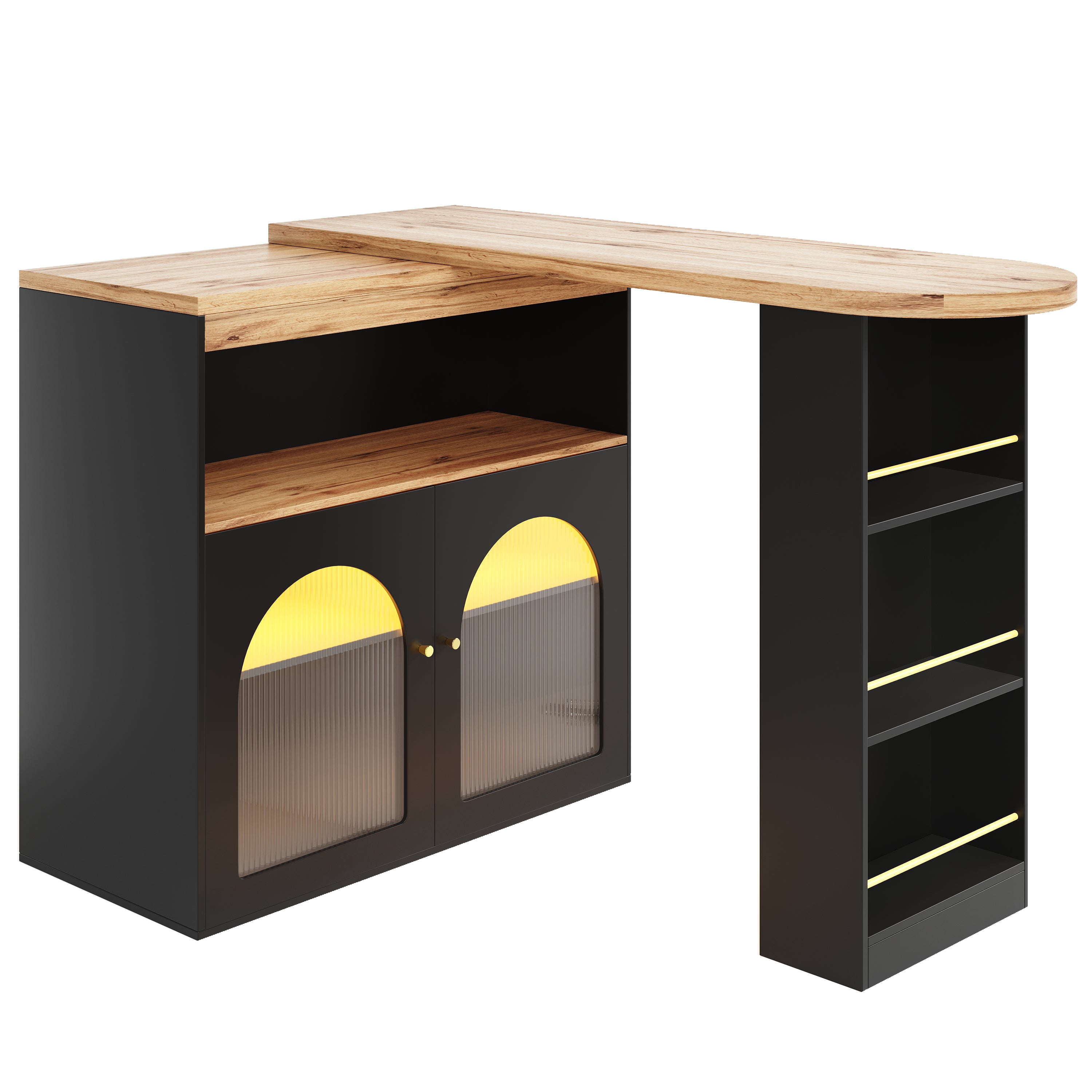 Moderner ausziehbarer Bartisch mit LED & Stauraum