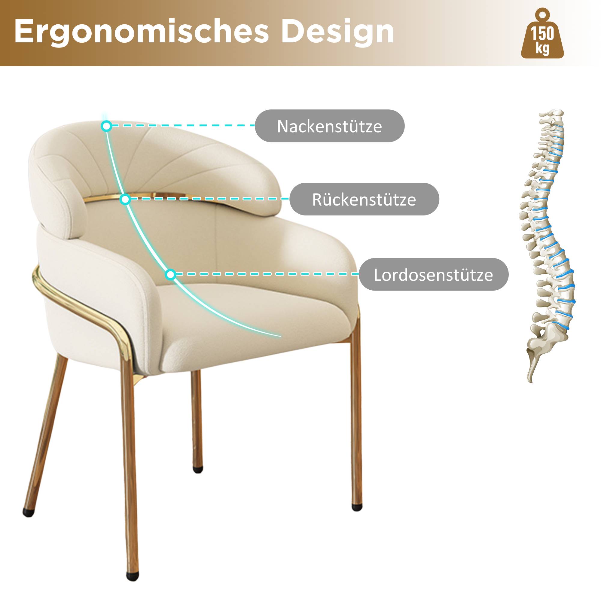 Samt Esszimmerstuhl mit Metallgestell im modernen Design