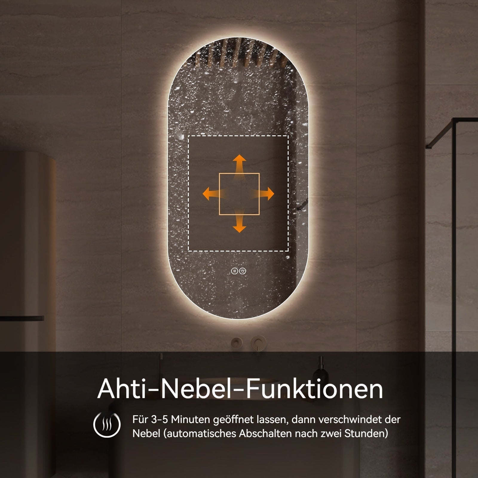 LED Badezimmerspiegel mit Touch-Funktion und Anti-Beschlag