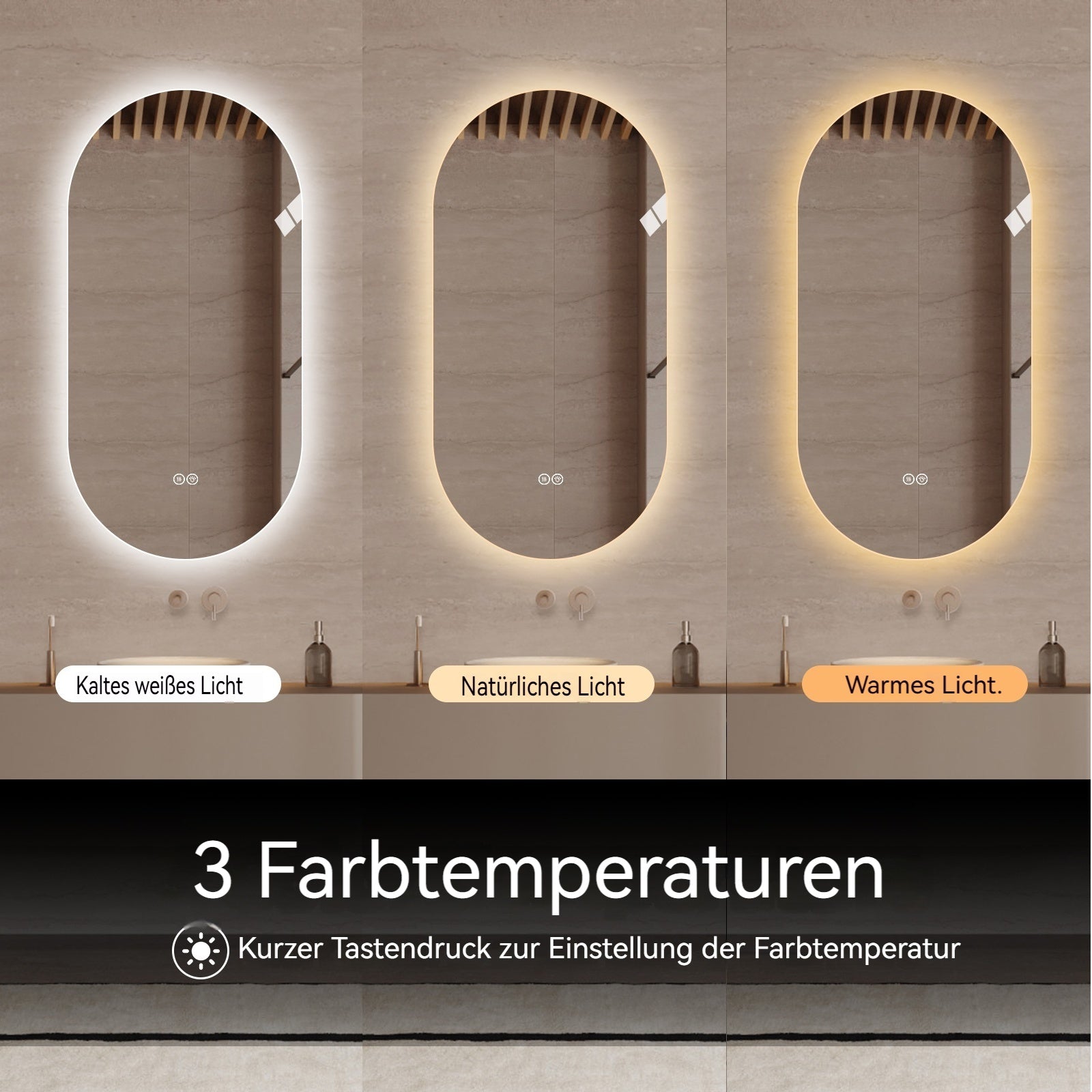 LED Badezimmerspiegel mit Touch-Funktion und Anti-Beschlag