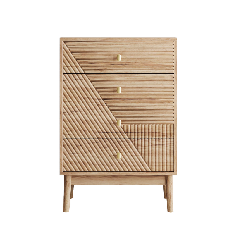 Modern Oak 4-Drawer Storage Cabinet