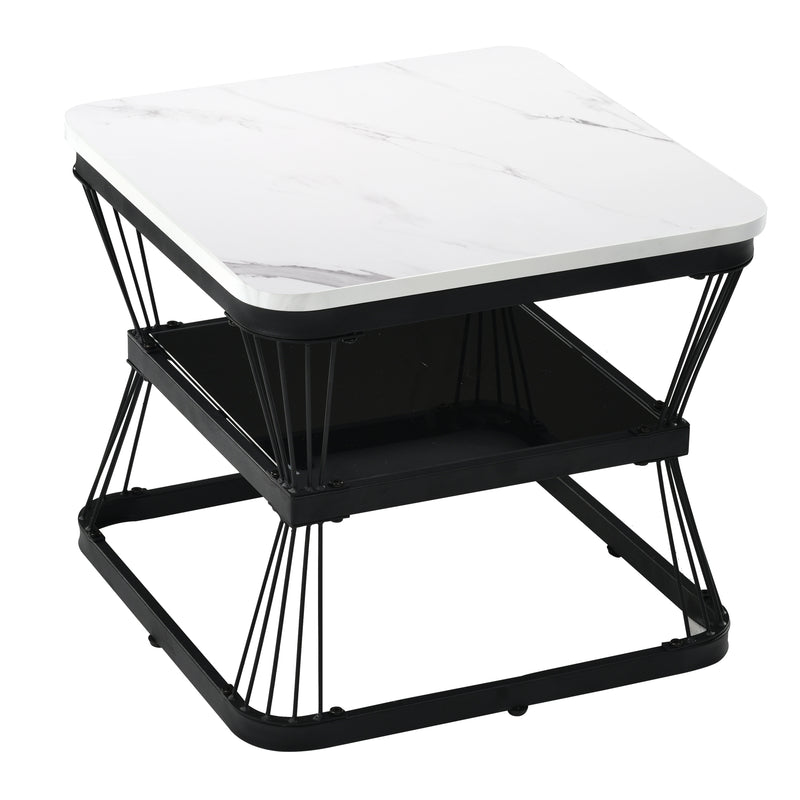 2er-Set moderne Couchtische in Marmoroptik