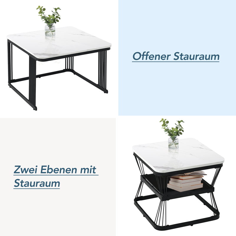 2er-Set moderne Couchtische in Marmoroptik
