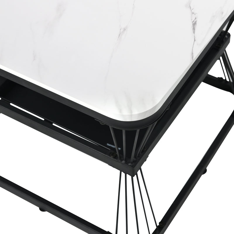 2er-Set moderne Couchtische in Marmoroptik