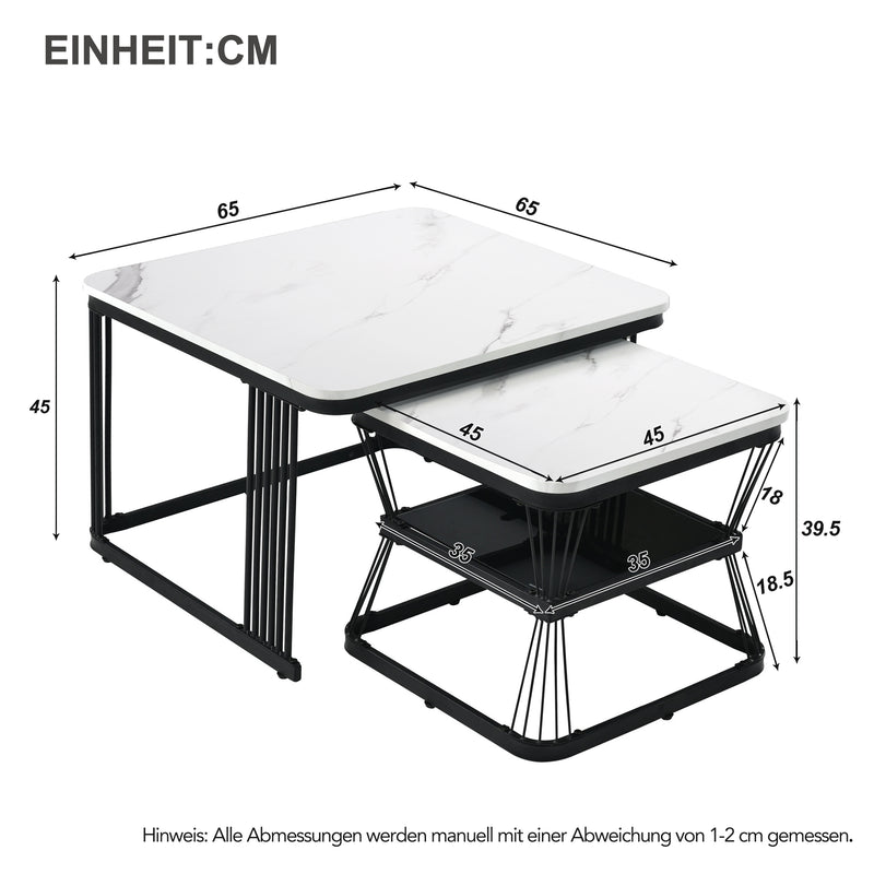 2er-Set moderne Couchtische in Marmoroptik