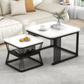 2er-Set moderne Couchtische in Marmoroptik