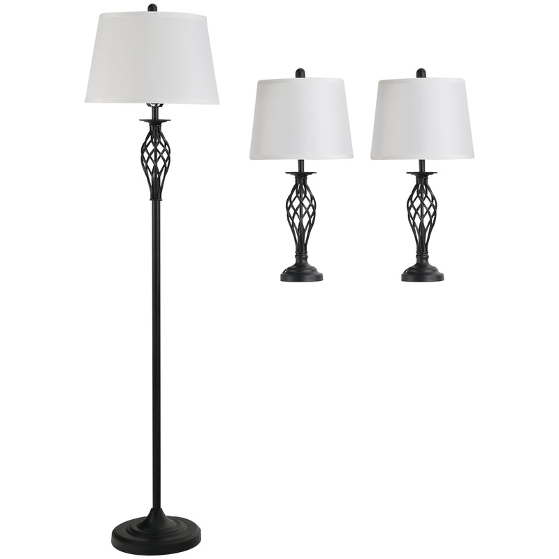 Vintage 3-teiliges Lampen-Set mit Steh- und Tischleuchten für stilvolle Raumbeleuchtung