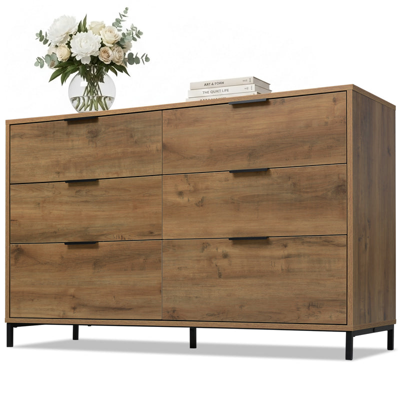 Kommode mit 6 Schubladen – Industrial Design in Dunkler Eiche