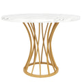 Runder Esstisch mit Marmormuster und elegantem Metallgestell