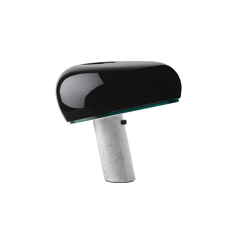Moderne Tischlampe im Mushroom-Design – Designlampe mit Marmorsockel & Glasschirm
