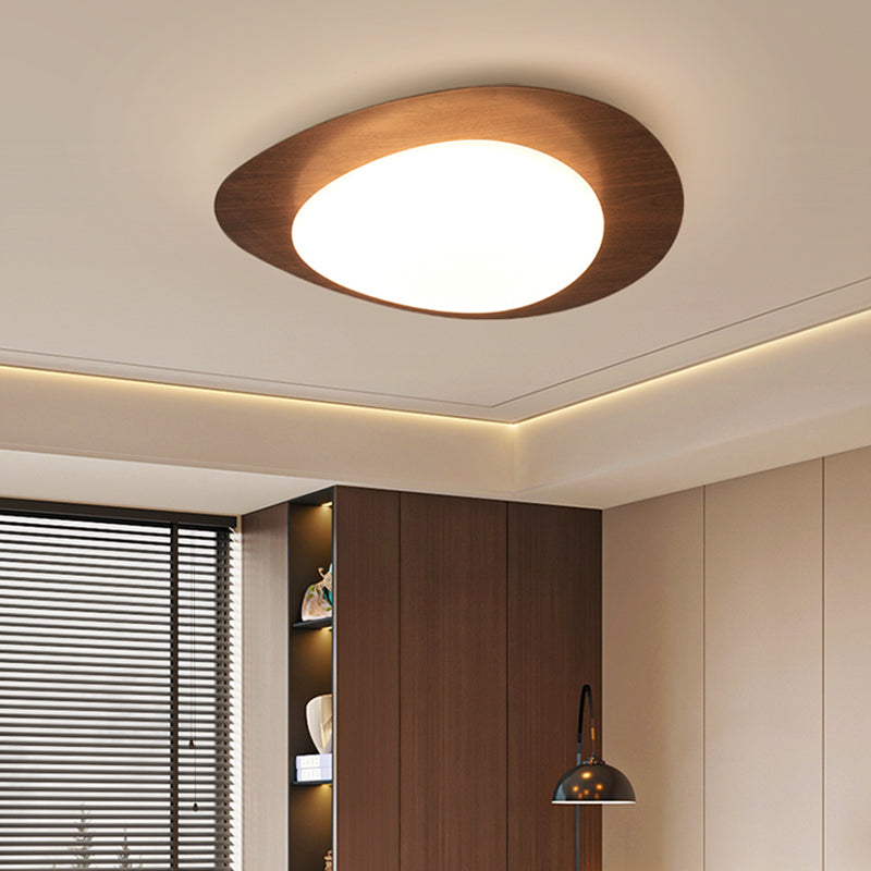 Minimalistische LED Deckenleuchte in Holzoptik