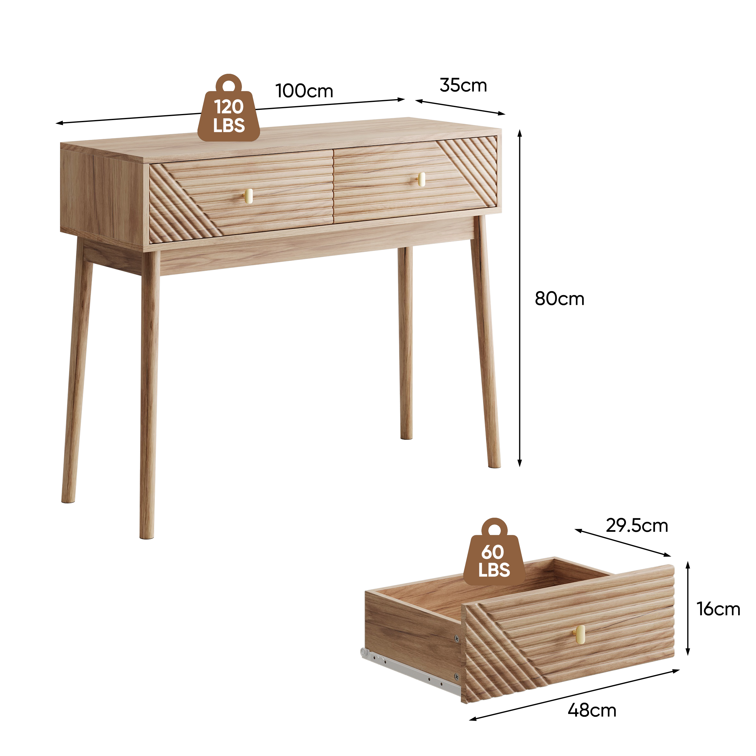 Konsolentisch / Schreibtisch im Mid-Century-Stil
