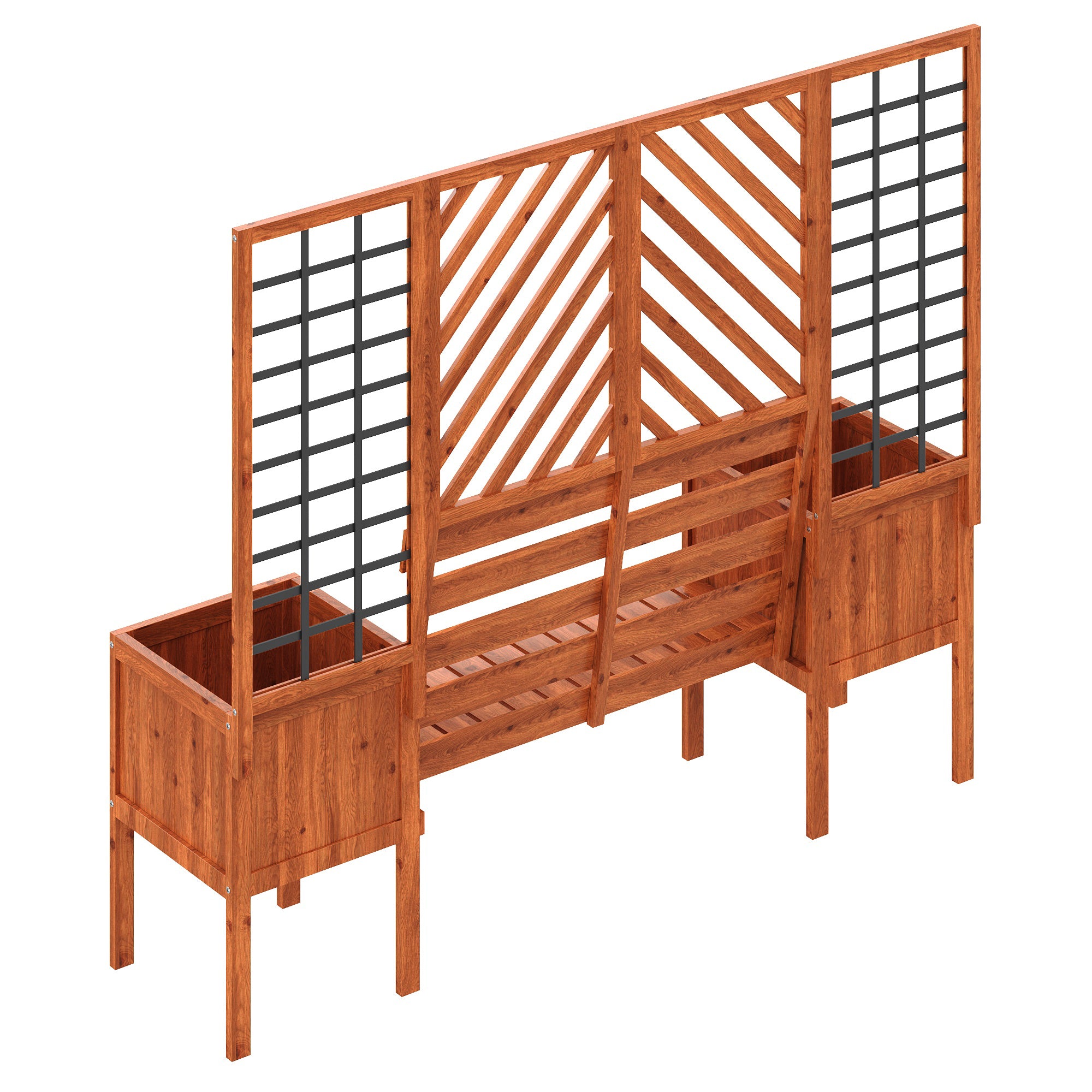 Pflanzkübel mit Spalier und Sitzbank – Massivholz Pflanzkasten für Garten und Terrasse