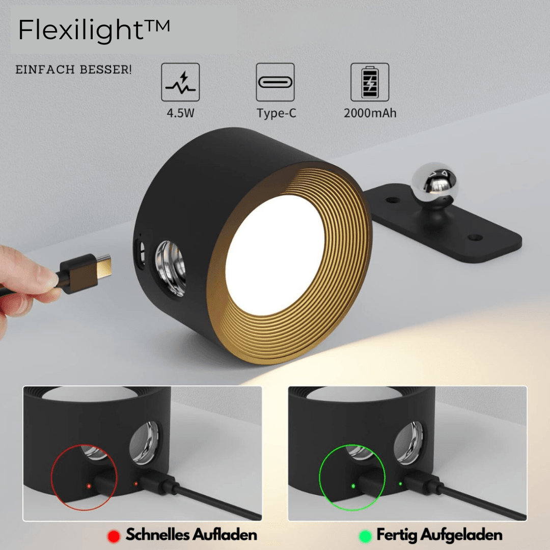 Flexlight | 360° kabellose wiederaufladbare Wandleuchte - Lunensa