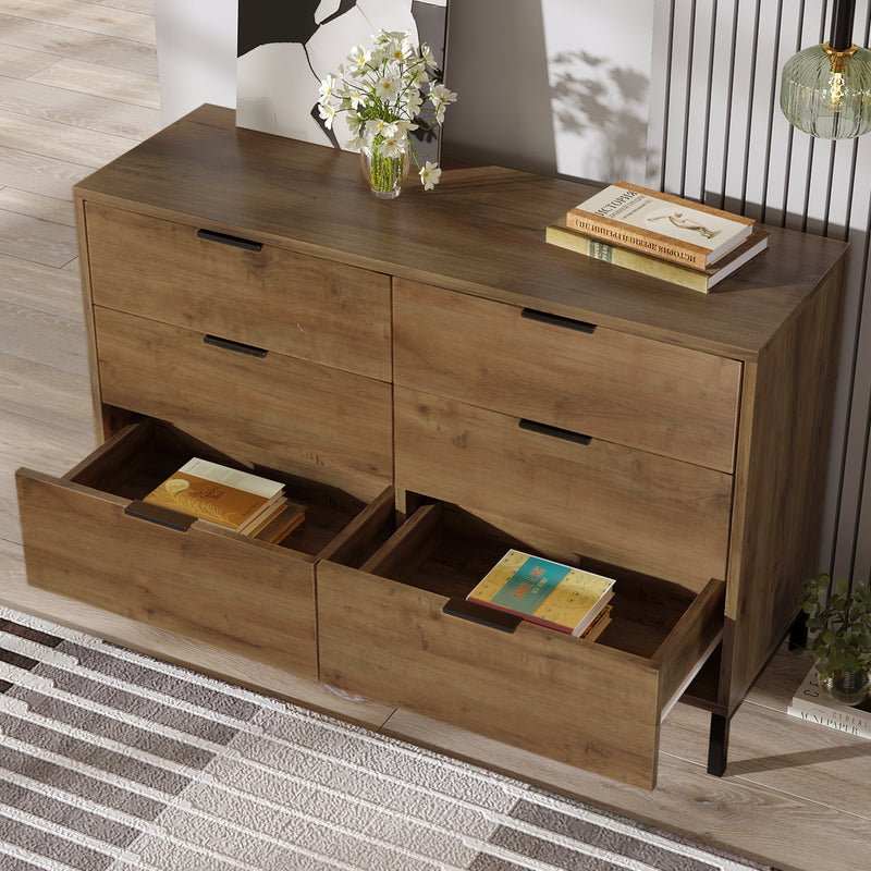 Kommode mit 6 Schubladen – Industrial Design in Dunkler Eiche