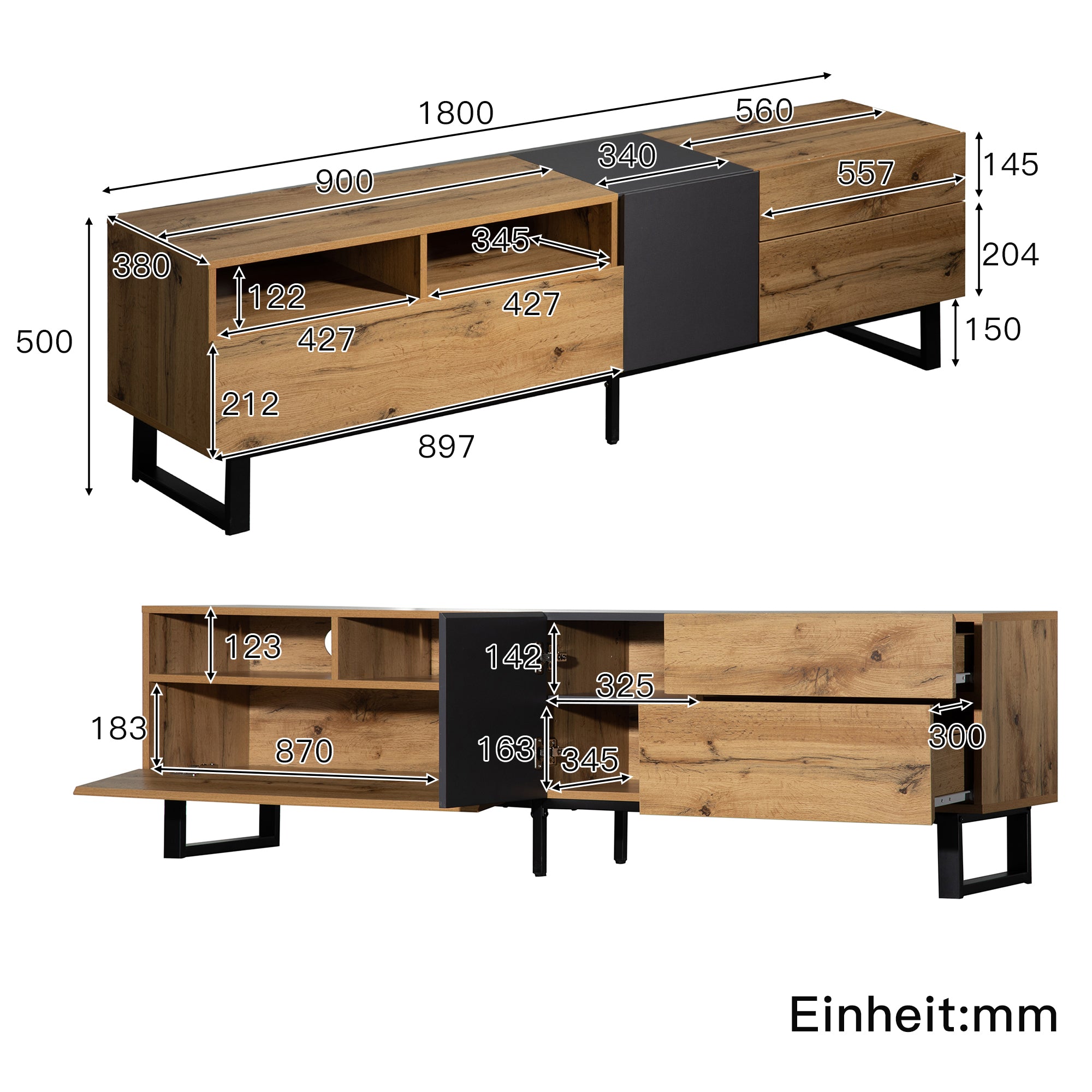 Moderner TV-Schrank mit Colorblocking-Design