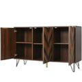 Exklusives Sideboard mit Chevron-Holzdesign und goldenen Details