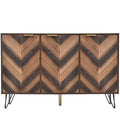 Exklusives Sideboard mit Chevron-Holzdesign und goldenen Details