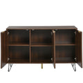 Exklusives Sideboard mit Chevron-Holzdesign und goldenen Details