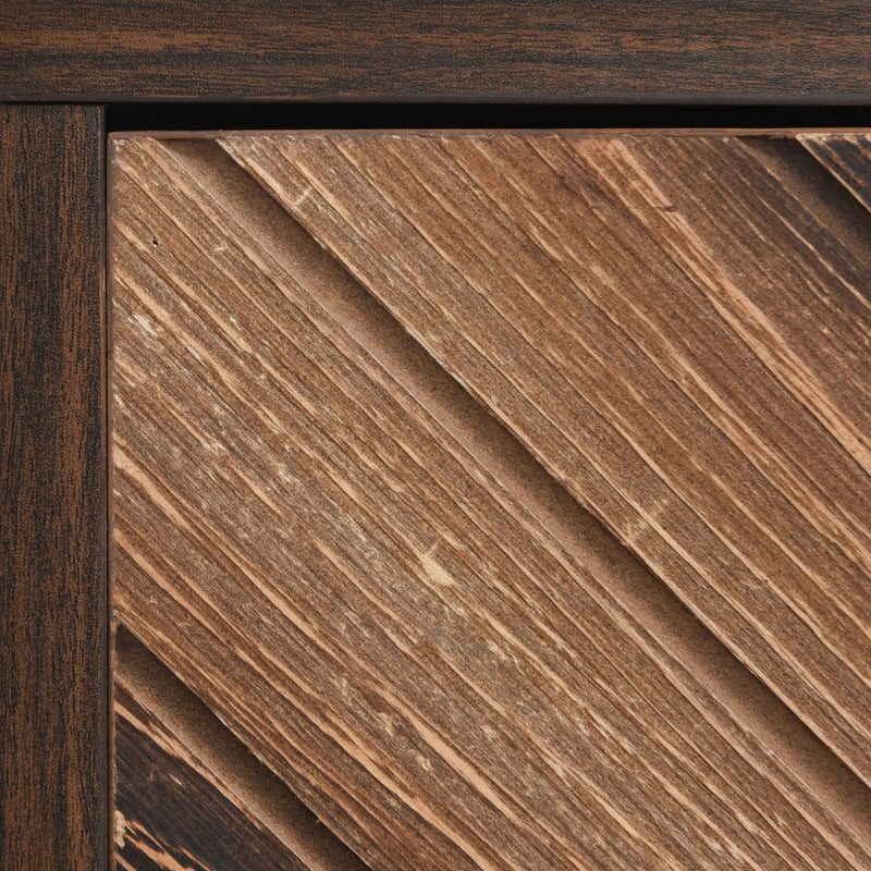 Exklusives Sideboard mit Chevron-Holzdesign und goldenen Details