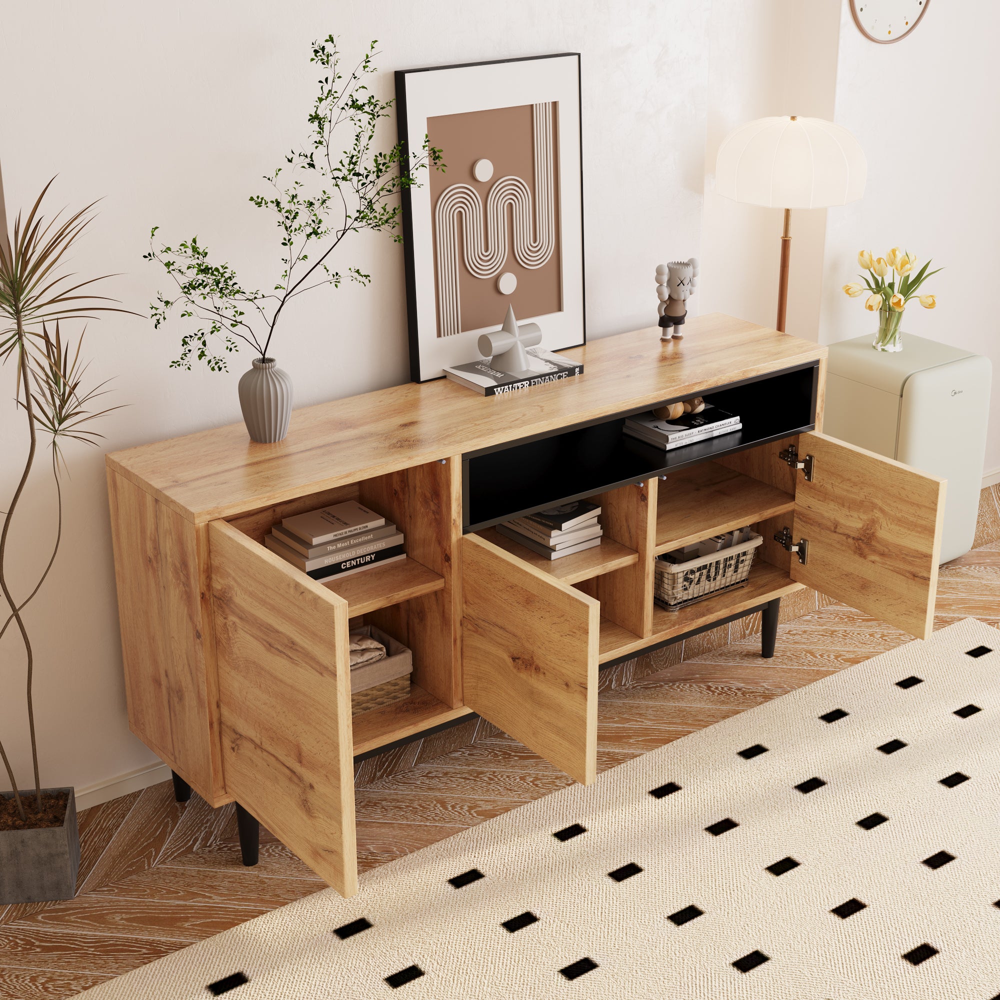 Modern Wooden Sideboard with 3 Doors